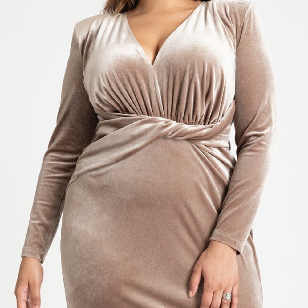New with tags!!! Champagne Velvet Eloquii Dress. Never worn!